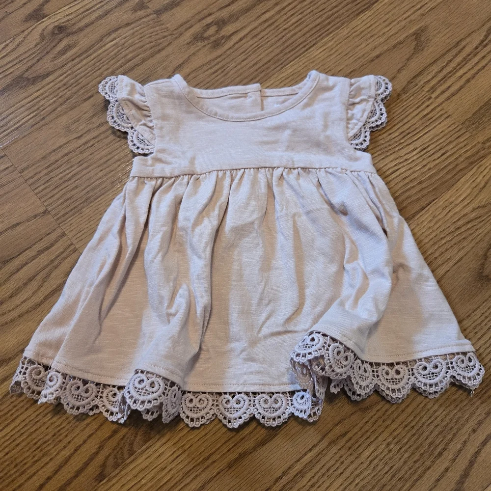 Savannah Pastel Pink Top Lace Trim Floral Pants Matching Baby Set Headband 3-6M